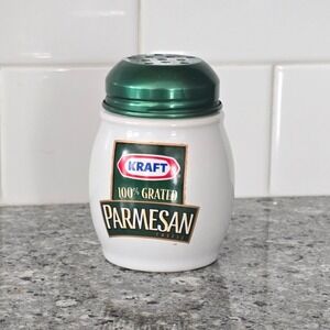 Kraft Parmesan Ceramic Cheese Shaker White Green Vintage Advertising